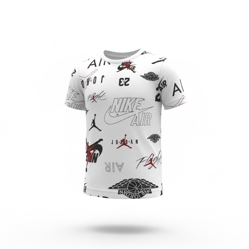 Nike Air Jordan Madness All Over Logo Tee Shirt Youth Boy Small 8/10